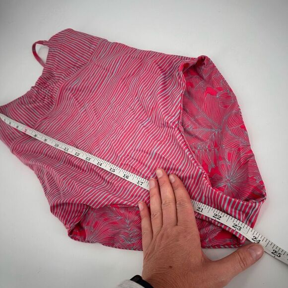 prAna Women’s Jess One-Piece Swimsuit Tropical Pink Teal Strappy stripes medium - Picture 13 of 13